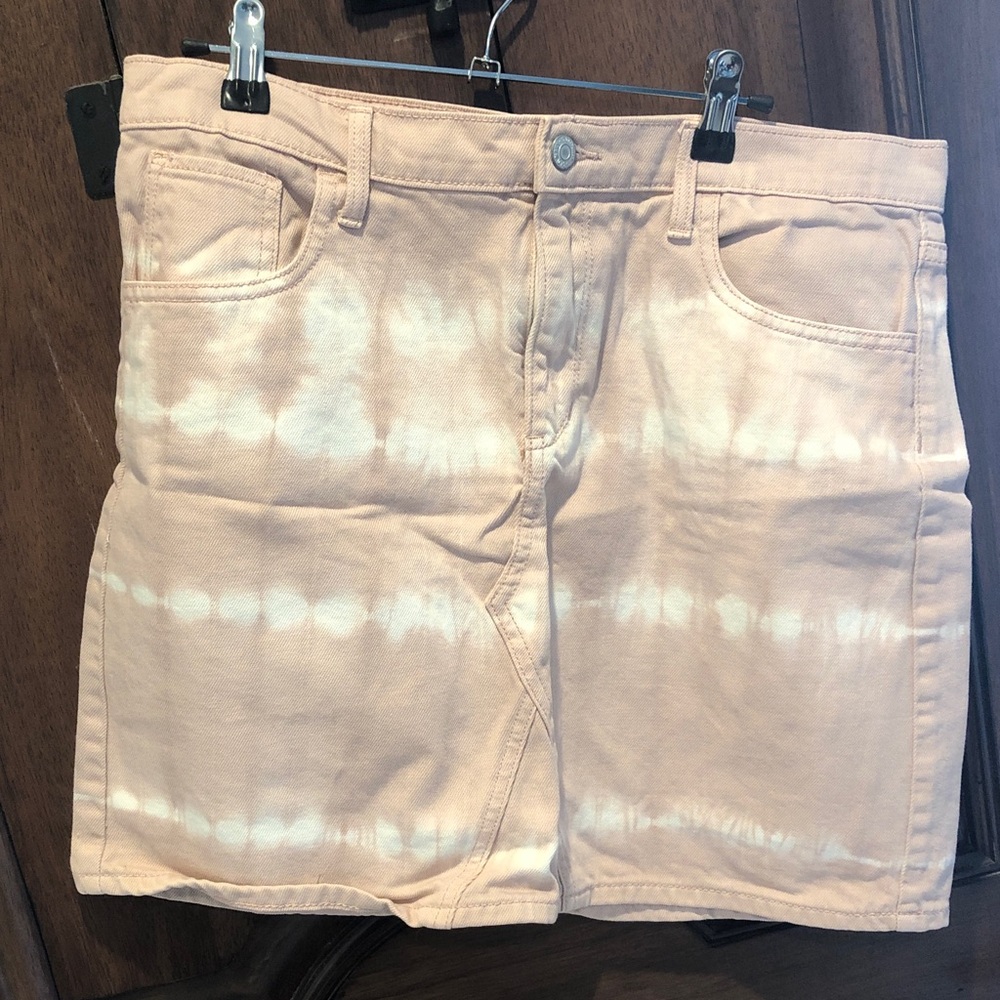 Old Navy Mauve and White Tie-Dye Denim Skirt